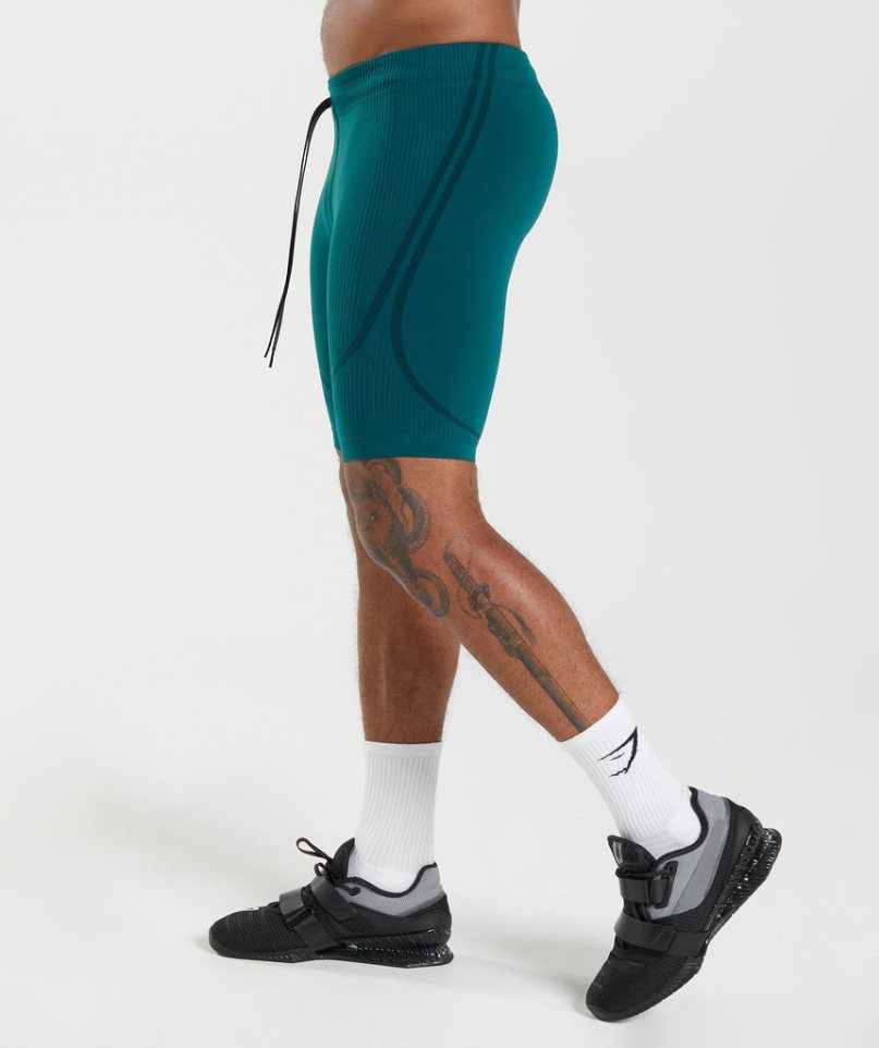 Men's Gymshark 315 Seamless 1/2 Shorts Turquoise | NZ 8ISUHP